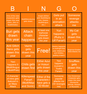 SSB ArtFight 2026 Bingo Card