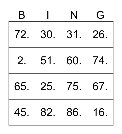Music Bingo! Bingo Card