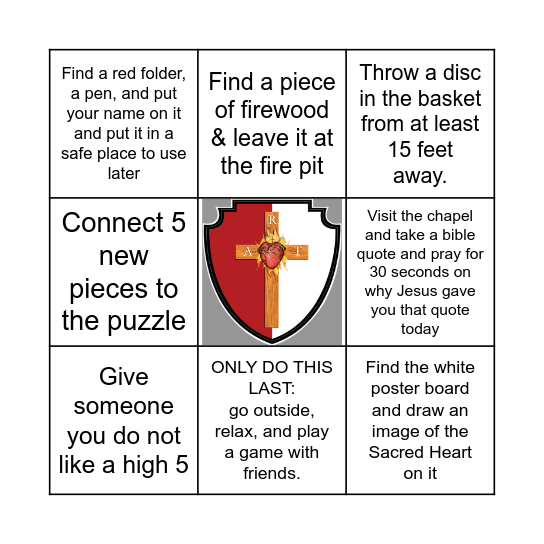 ECYD HS Retreat Bingo Card