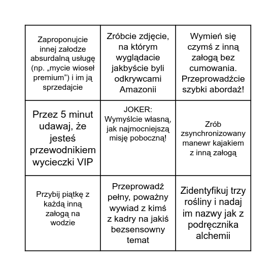 ANTARESOWE BINGO NA KAJAKACH Bingo Card