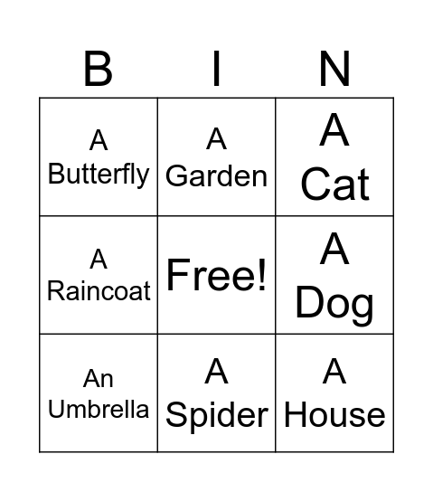 Example Bingo Card