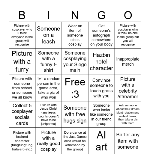 DHCC Summer 2026 Bingo Card
