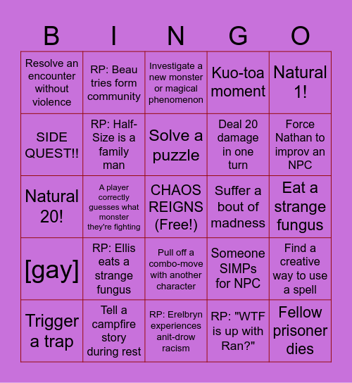 ABYSSAL BINGO!!! Bingo Card