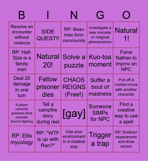 ABYSSAL BINGO!!! Bingo Card