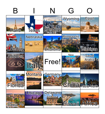 Places Bingo Card
