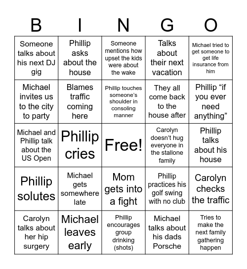C&C Bingo Card