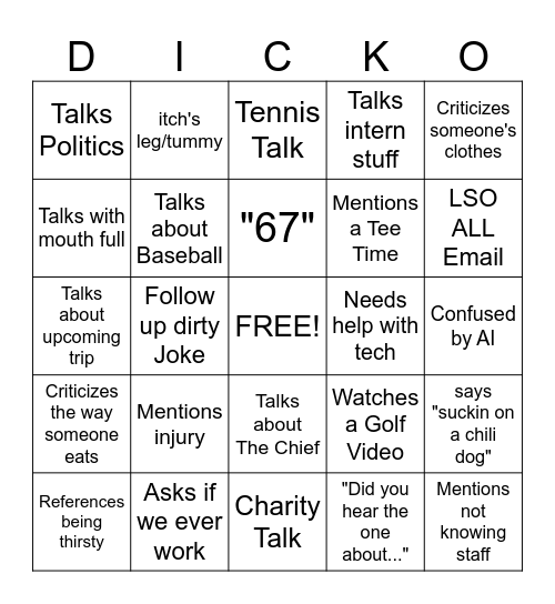 Chili Man Bingo Card