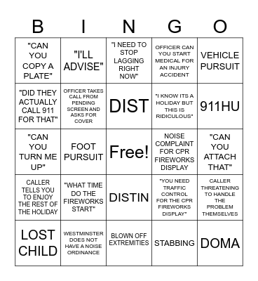4TH  OF JULY Bingo Card