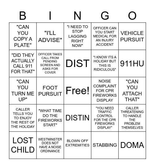 4TH  OF JULY Bingo Card