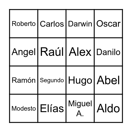 El Bingo de los grandes Bingo Card