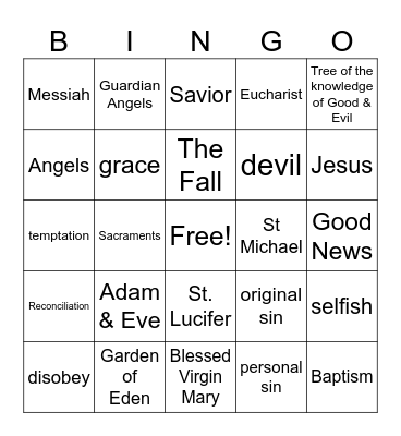 Sin - Lesson 2 Bingo Card