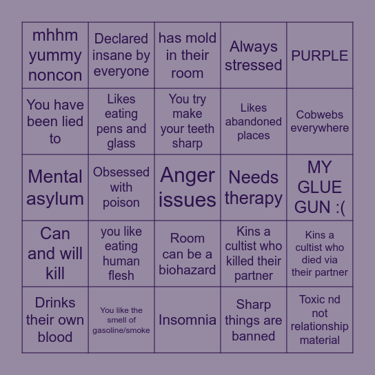 Azurewrath R.D Bingo Card