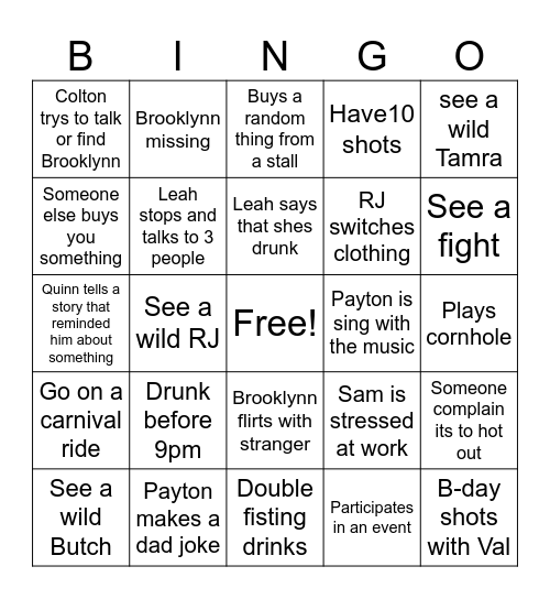 FUR TRADE BINGO Card