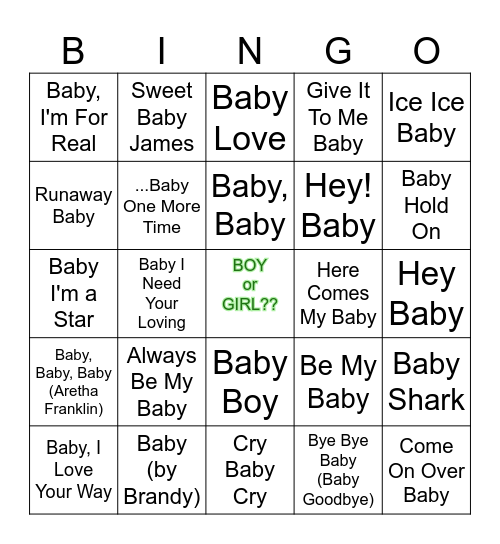 zBABY NIX!! Bingo Card