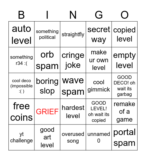 recent tab bingo Card