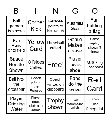 USA vs Australia World Cup Bingo Card