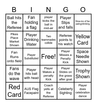 USA vs Australia World Cup Bingo Card