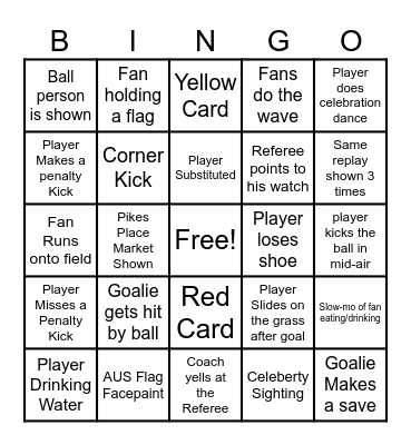 USA vs Australia World Cup Bingo Card