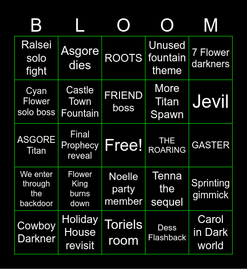 Deltarune Chapter 5 Bingo Card