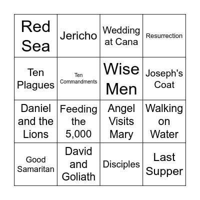 Bible Stories Bingo Card