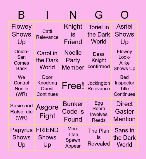 DELTARUNE Chapter 5 Bingo Card