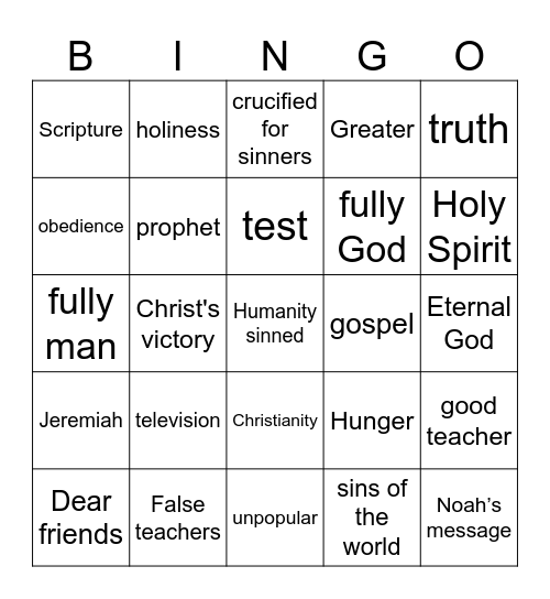 Pastor Bingo Card