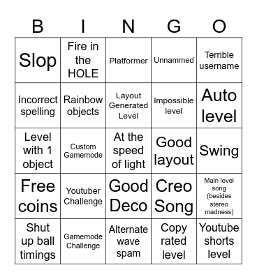 GD RECENT TAB BINGO!!!! Bingo Card