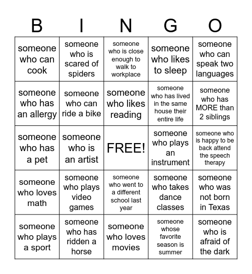 Meet Me Bingo Card