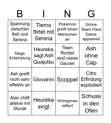 Pokemon XYZ BINGO Card