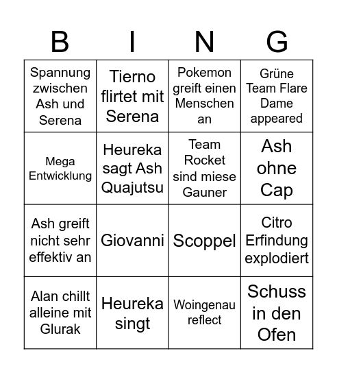 Pokemon XYZ BINGO Card