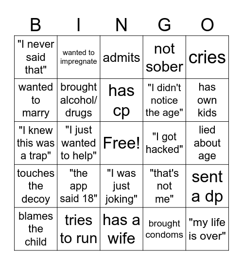 Pred bingo Card