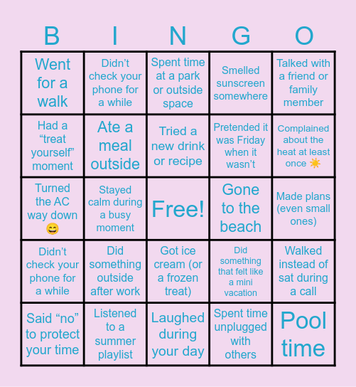 Chill & Check It Off Bingo 😄 Bingo Card