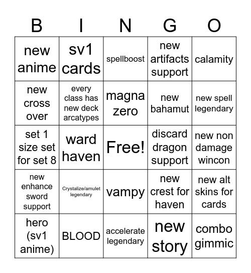 Set 8 svwb Bingo Card
