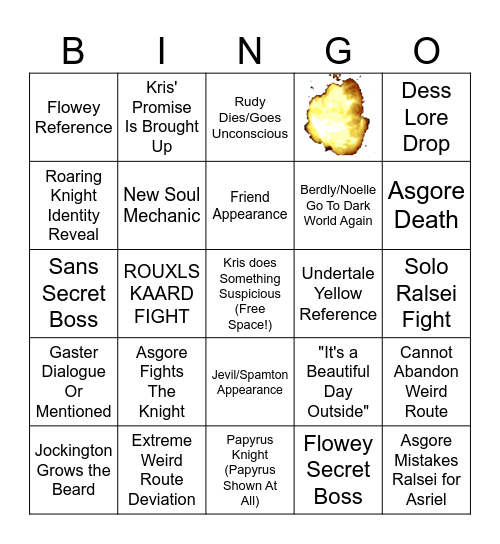 Deltarune Chap 5 Bingo Card