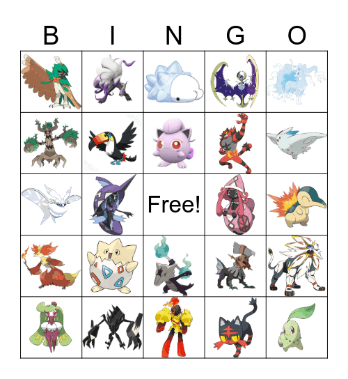 Fav pokemon bingo Card