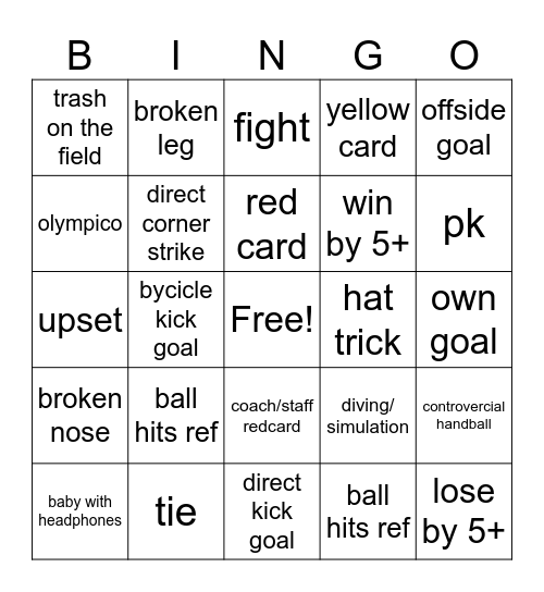 futball frenzi Bingo Card