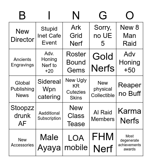 LOAon 2026 Bingo Card