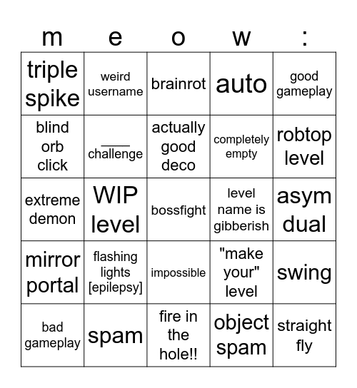 recent tab bingo !! >w< Bingo Card
