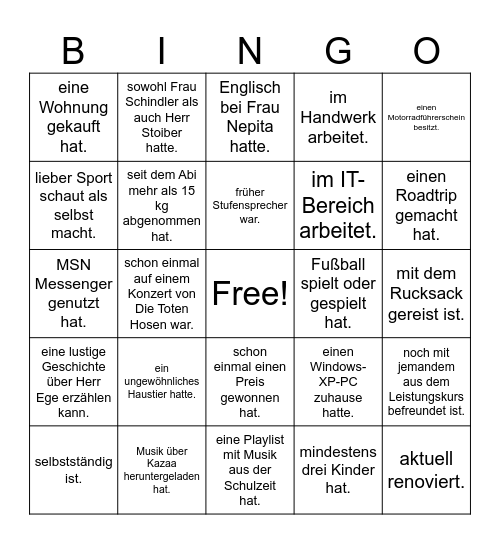 Finde eine Person, die... Bingo Card