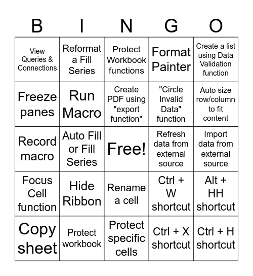 Excel Bingo Card