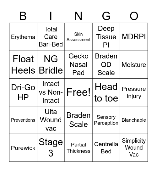 June Wound Month - WOUND WEEK Bingo Card