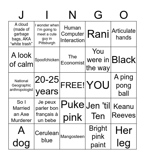 No Mo' Morioka Bingo Card