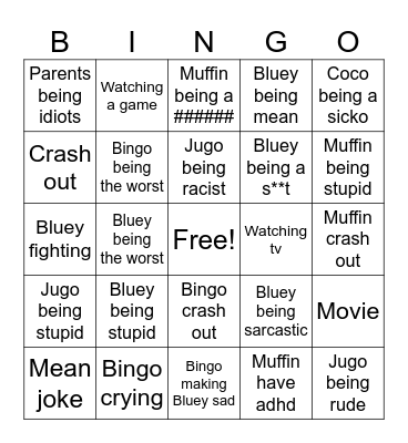 Bluey, Bingo Card Bingo Card