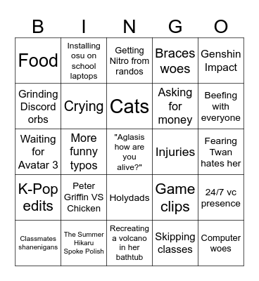 The Daily Life of Aglasis 2 Bingo Card