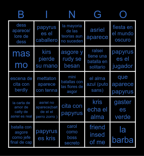 DELTARUNE TOMORROW Bingo Card