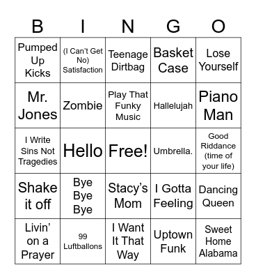 Music Bingo Card