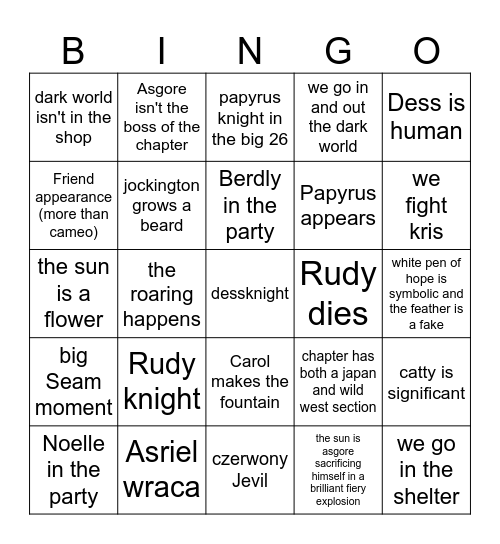 Chapter 5 Bingo Card