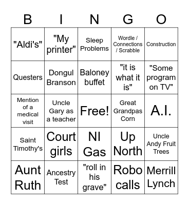 Phone Calls with Grammie Bingo Card