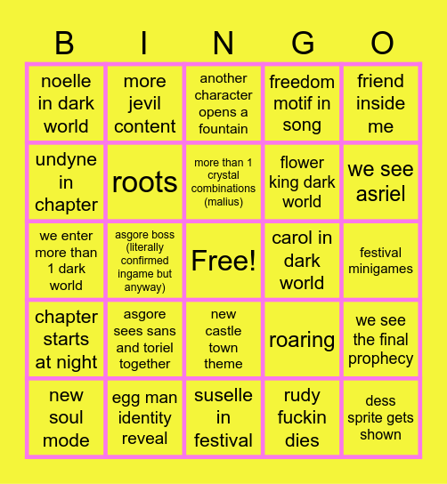 MY DELTARUNE Bingo Card