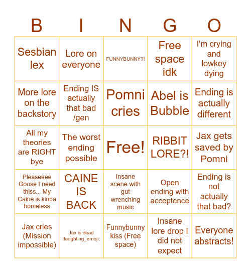 This Digital Circus was, in fact, Amazing Bingo Card